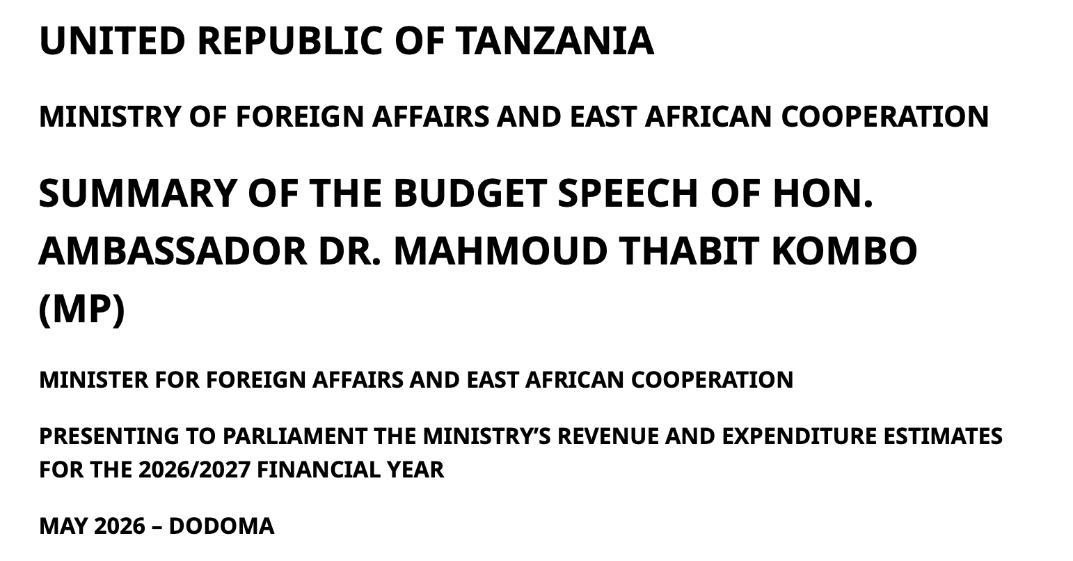 PRESENTING TO PARLIAMENT THE MINISTRY’S REVENUE AND EXPENDITURE ESTIMATES FOR THE 2026/2027 FINANCIAL YEAR